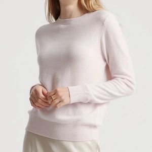 Quince Pink Cashmere Crewneck Sweater, Size S